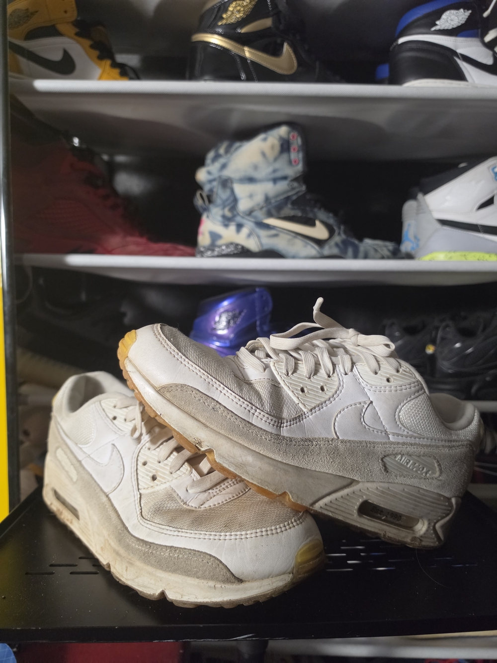 🔥 Nike Air Max 90 Well Worn! White & Gum Retro Sneakers Men Size 10